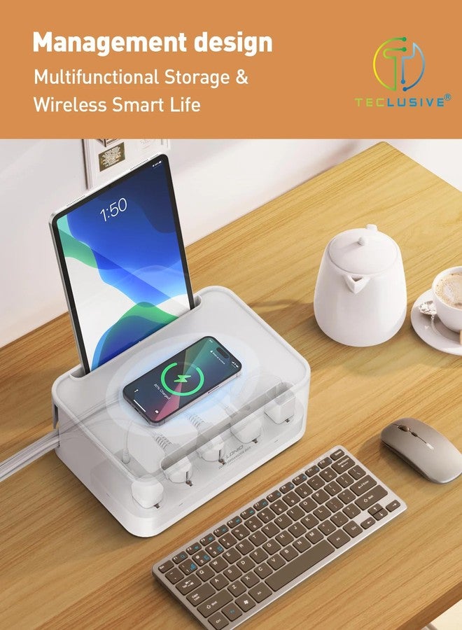T Teclusive 2500W Power Strip Extension Box with 30W Type C USB Ports / 15W Wireless Charging | 5 Power Sockets with PD QC Fast Charging Ports | Multi Port Power Socket Extension Cord Organizer Box - Image 4